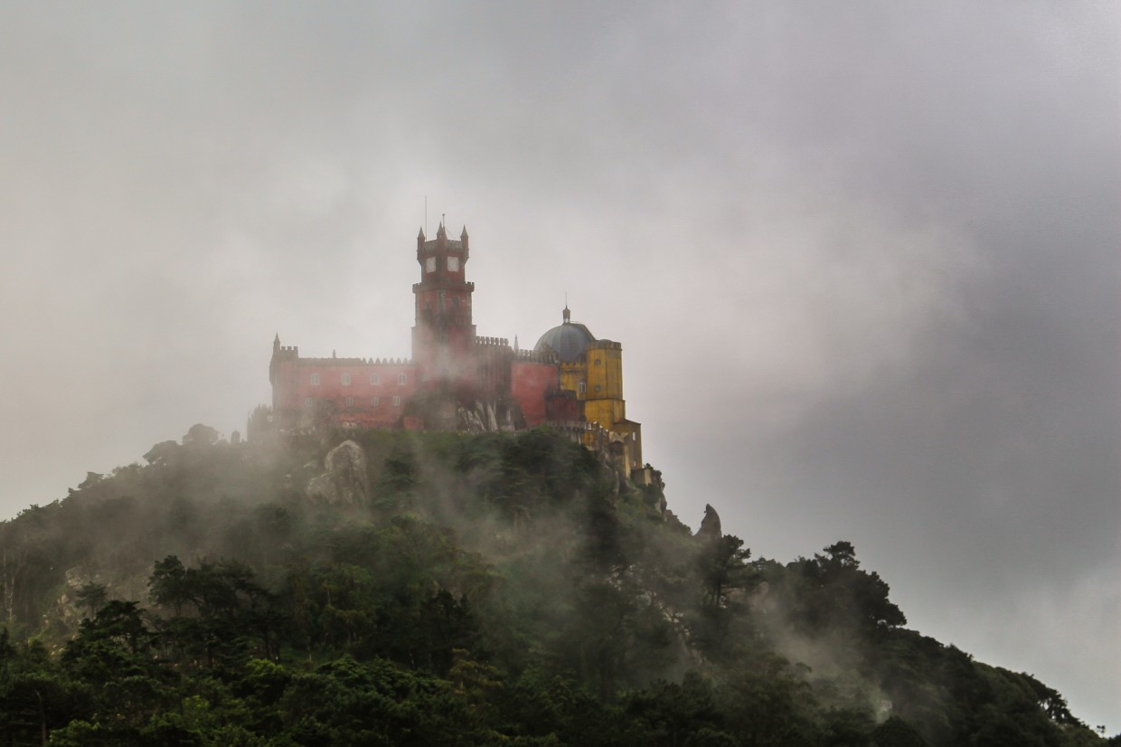 Sintra castle in fog