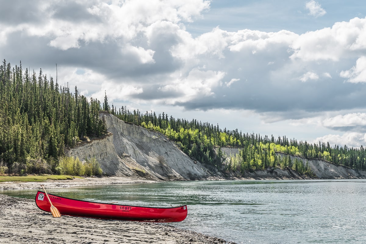 Canoe on the Yukon river Yukon road trip