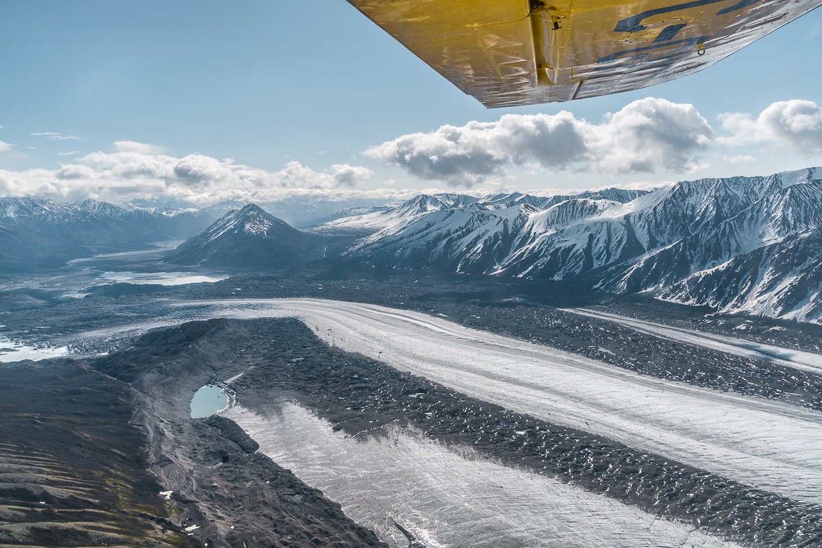 Flying over Kaskawulsh glacier travel yukon